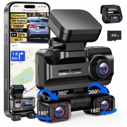 Dash Cam Front and Rear Inside, 4 Channe